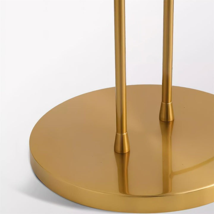 Flamingo-Inspired Gold Floor Lamp with Glass Orb