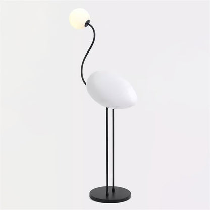 Flamingo-Inspired Gold Floor Lamp with Glass Orb