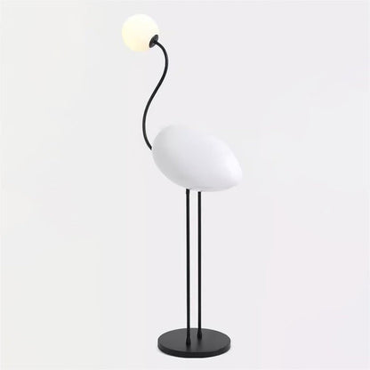 Flamingo-Inspired Gold Floor Lamp with Glass Orb