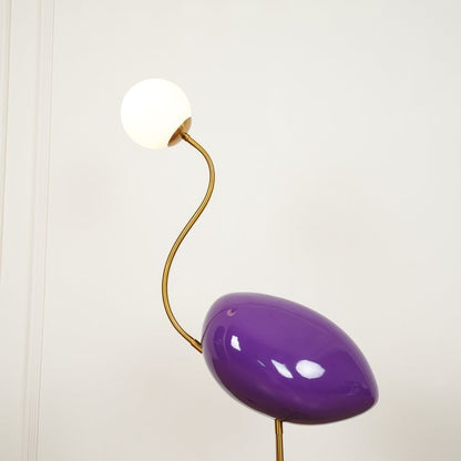 Flamingo-Inspired Gold Floor Lamp with Glass Orb