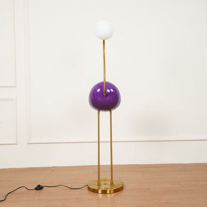 Flamingo-Inspired Gold Floor Lamp with Glass Orb
