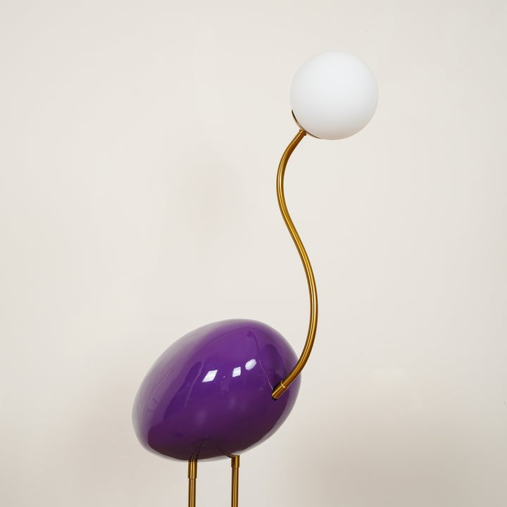 Flamingo-Inspired Gold Floor Lamp with Glass Orb