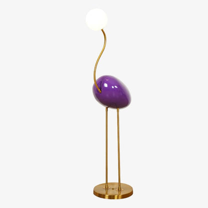 Flamingo-Inspired Gold Floor Lamp with Glass Orb