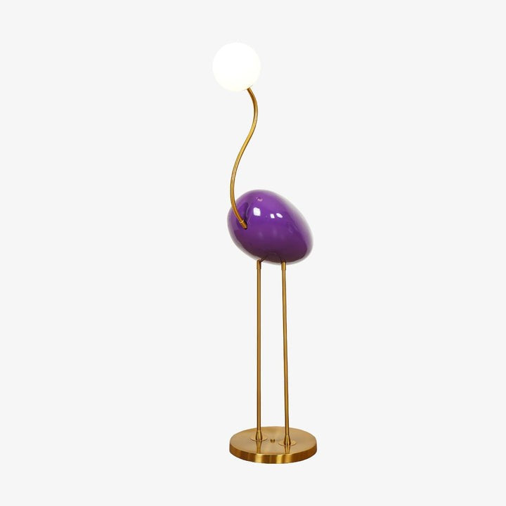 Flamingo-Inspired Gold Floor Lamp with Glass Orb