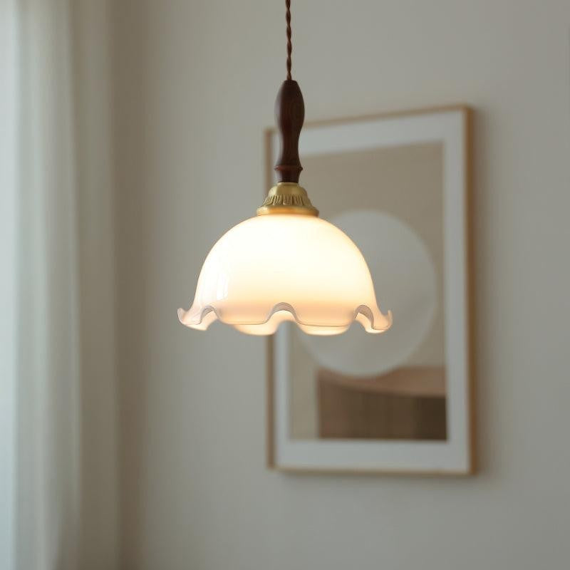 Floral Frosted Glass Pendant Light