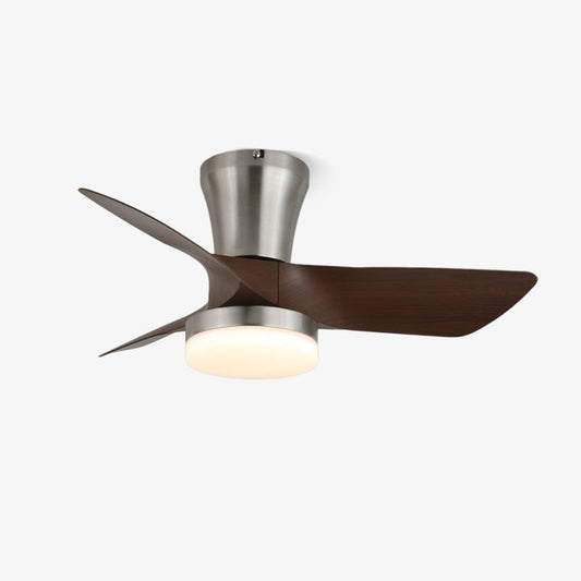 Flush Mount LED Ceiling Fan with Walnut Blades