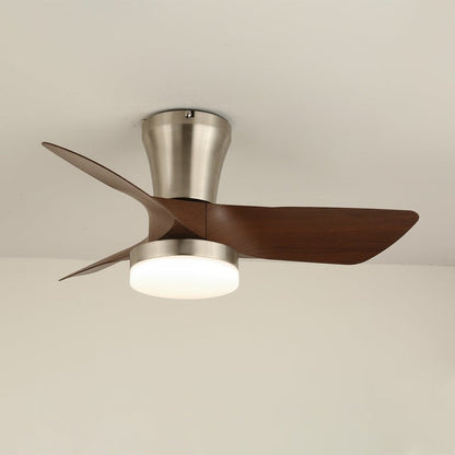 Flush Mount LED Ceiling Fan with Walnut Blades