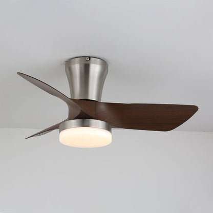 Flush Mount LED Ceiling Fan with Walnut Blades