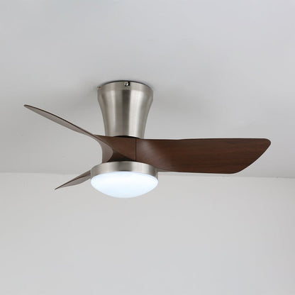 Flush Mount LED Ceiling Fan with Walnut Blades