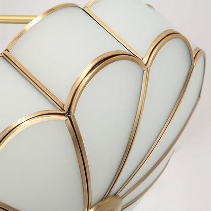 Frosted Glass Flower Ceiling Light with Brass Accents