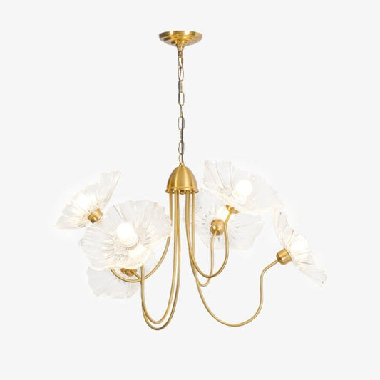 Frosted Leaf Glass Ceiling Chandelier Light