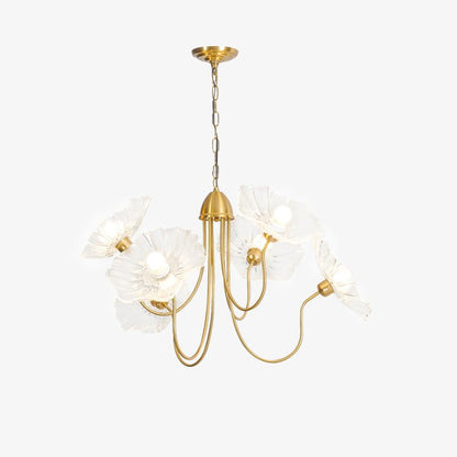 Frosted Leaf Glass Ceiling Chandelier Light