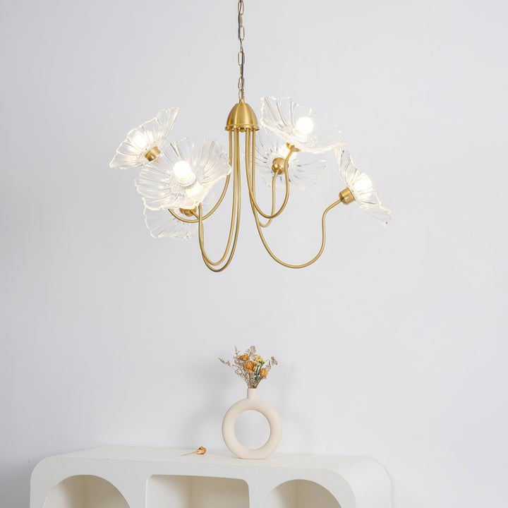 Frosted Leaf Glass Ceiling Chandelier Light