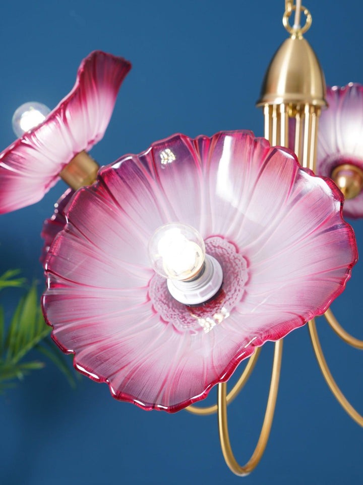 Frosted Leaf Glass Ceiling Chandelier Light