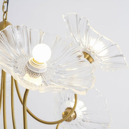 Frosted Leaf Glass Ceiling Chandelier Light