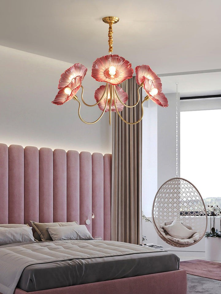 Frosted Leaf Glass Ceiling Chandelier Light
