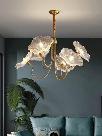 Frosted Leaf Glass Ceiling Chandelier Light
