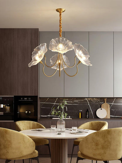Frosted Leaf Glass Ceiling Chandelier Light