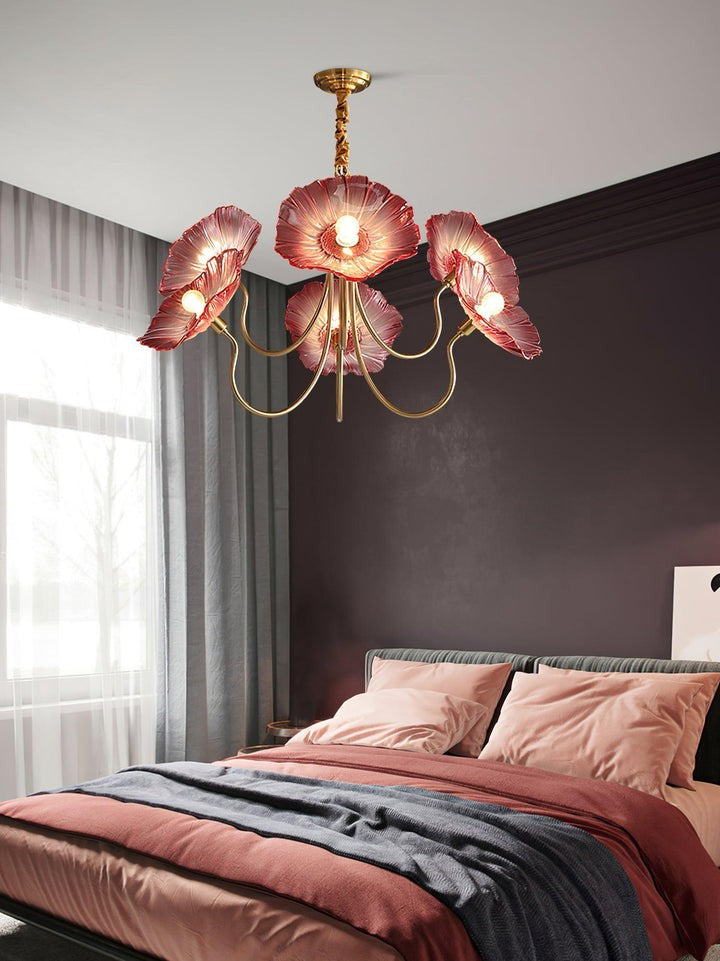 Frosted Leaf Glass Ceiling Chandelier Light