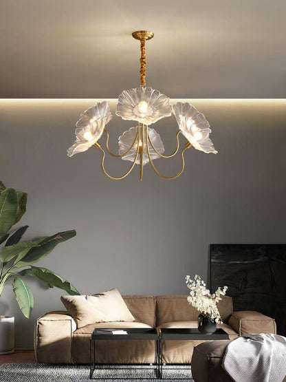 Frosted Leaf Glass Ceiling Chandelier Light
