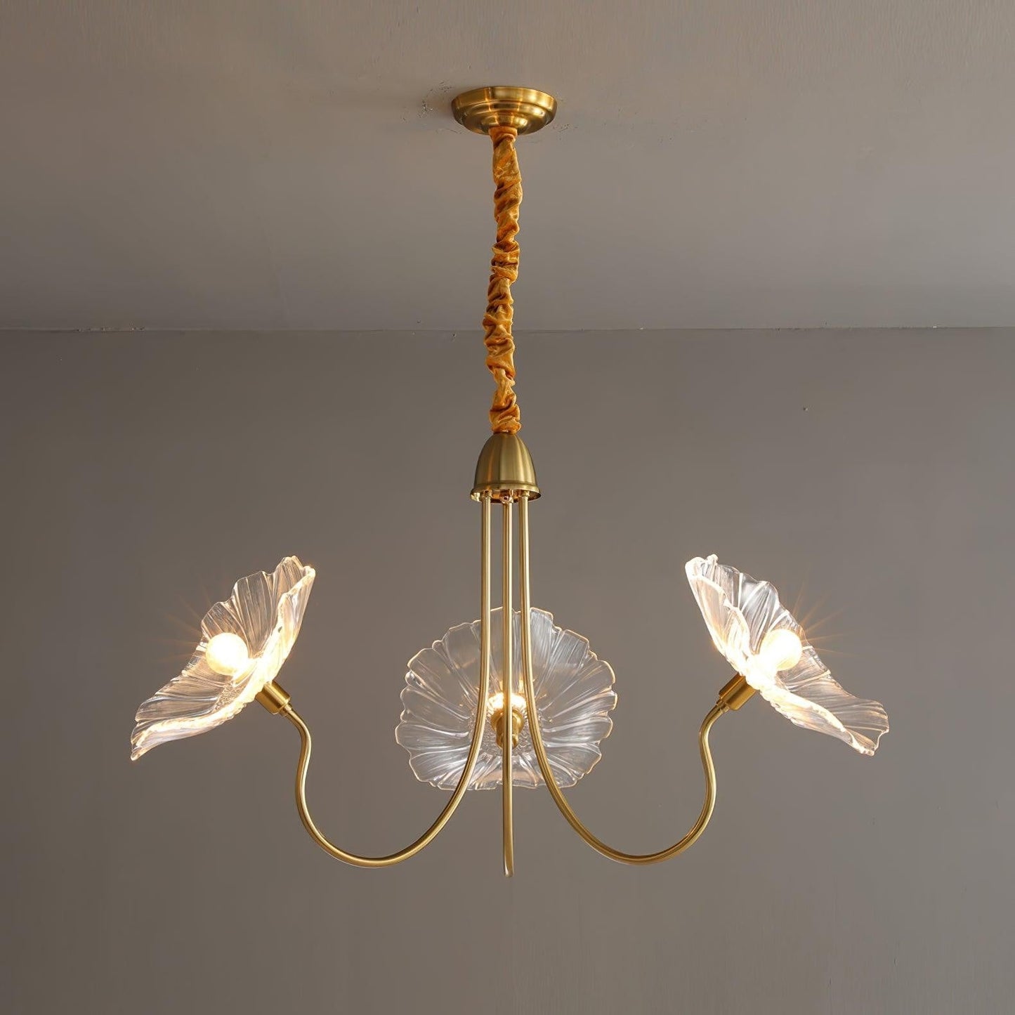 Frosted Leaf Glass Ceiling Chandelier Light