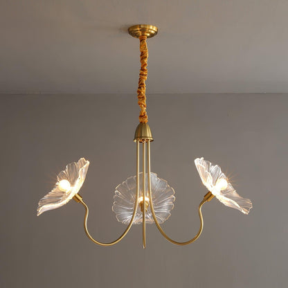 Frosted Leaf Glass Ceiling Chandelier Light