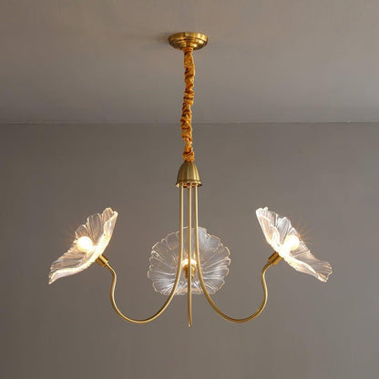 Frosted Leaf Glass Ceiling Chandelier Light