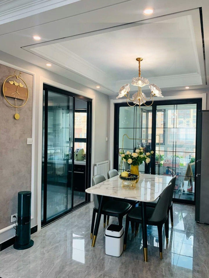 Frosted Leaf Glass Ceiling Chandelier Light