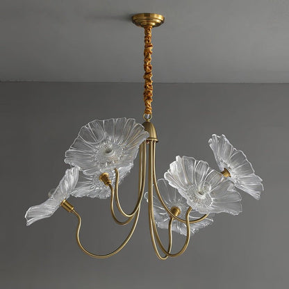 Frosted Leaf Glass Ceiling Chandelier Light