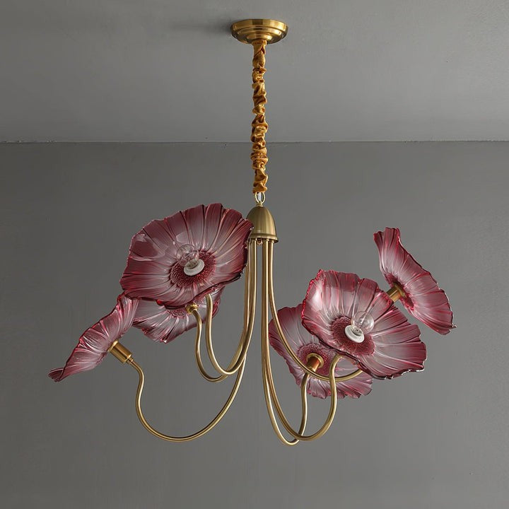 Frosted Leaf Glass Ceiling Chandelier Light