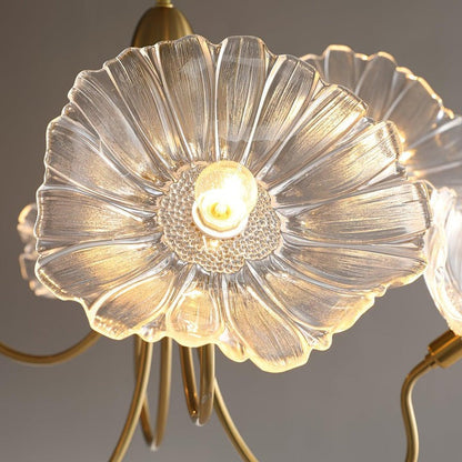 Frosted Leaf Glass Ceiling Chandelier Light