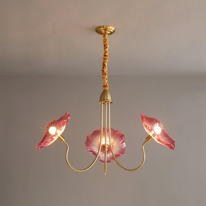 Frosted Leaf Glass Ceiling Chandelier Light