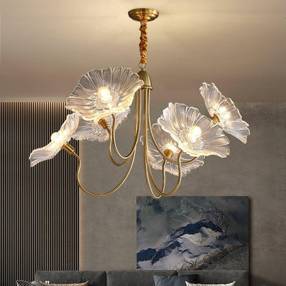 Frosted Leaf Glass Ceiling Chandelier Light