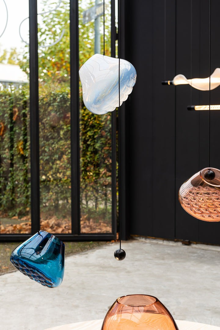 Geometric Blown-Glass Grid Pendant Light