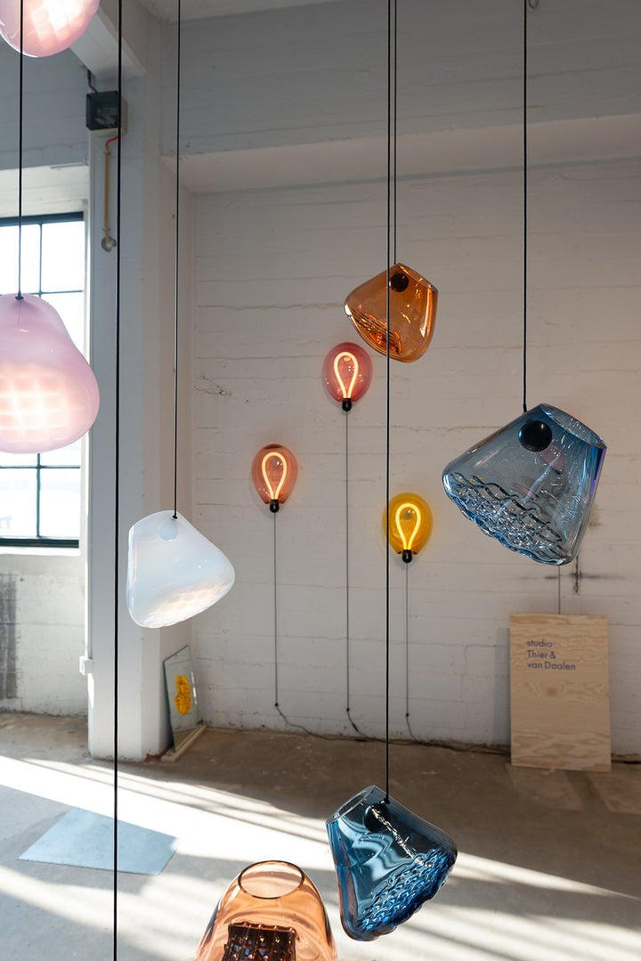 Geometric Blown-Glass Grid Pendant Light