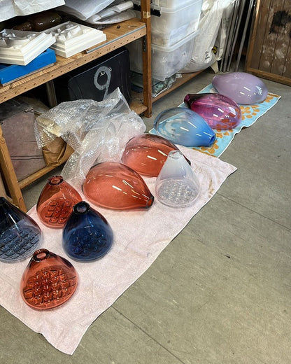 Geometric Blown-Glass Grid Pendant Light