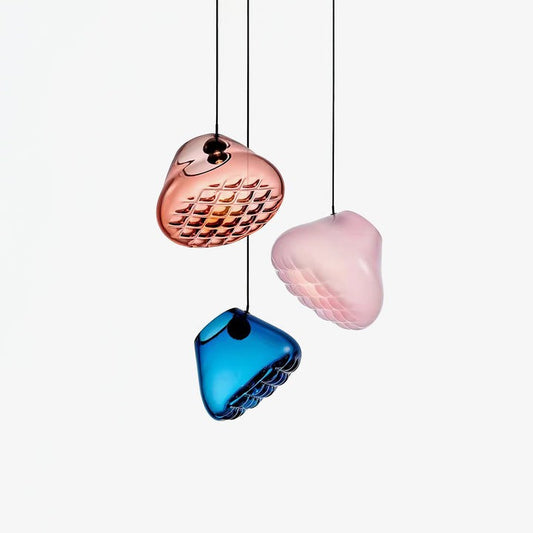 Geometric Blown-Glass Grid Pendant Light