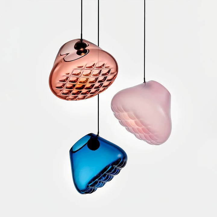 Geometric Blown-Glass Grid Pendant Light