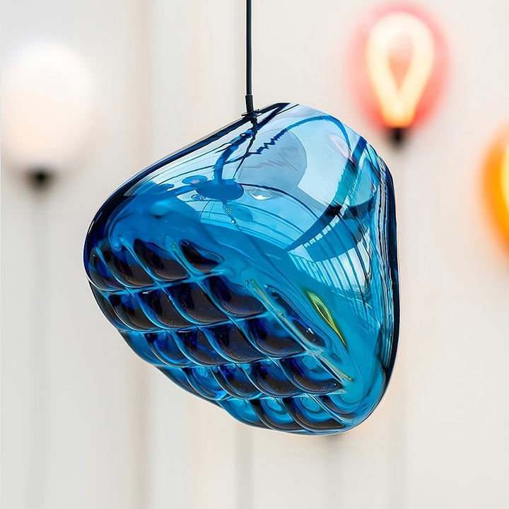 Geometric Blown-Glass Grid Pendant Light