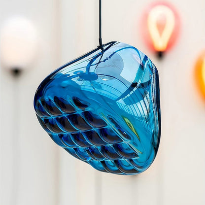 Geometric Blown-Glass Grid Pendant Light