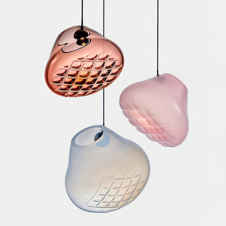 Geometric Blown-Glass Grid Pendant Light