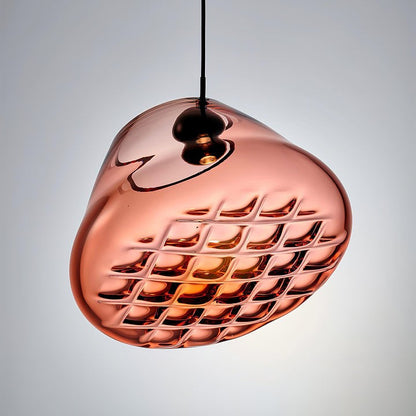 Geometric Blown-Glass Grid Pendant Light