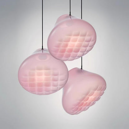 Geometric Blown-Glass Grid Pendant Light