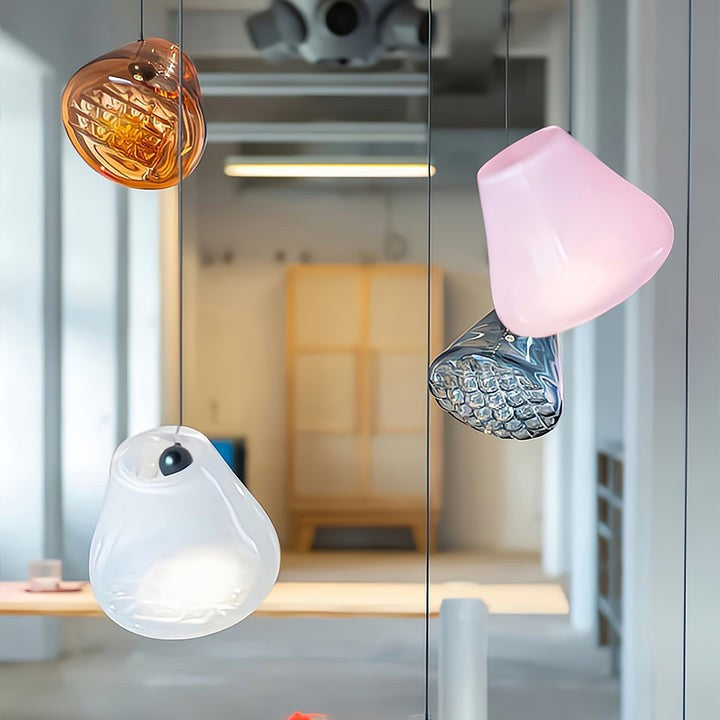 Geometric Blown-Glass Grid Pendant Light