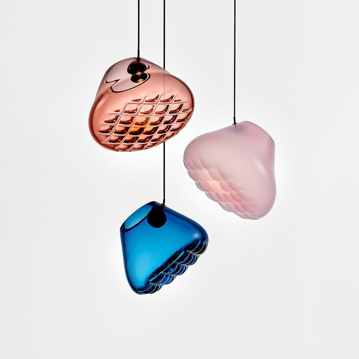 Geometric Blown-Glass Grid Pendant Light