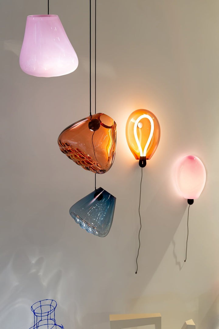 Geometric Blown-Glass Grid Pendant Light
