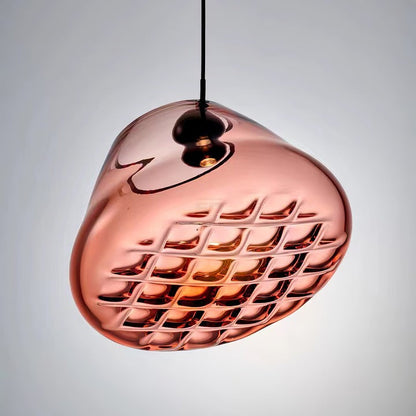 Geometric Blown-Glass Grid Pendant Light