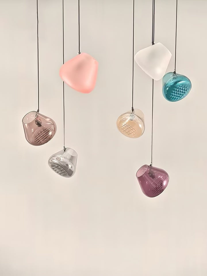 Geometric Blown-Glass Grid Pendant Light