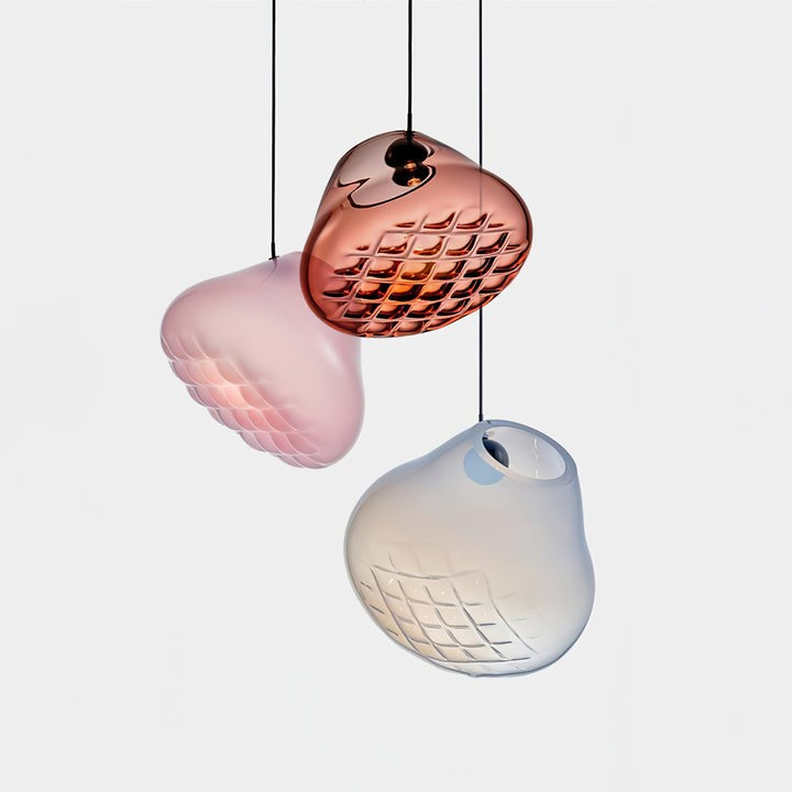 Geometric Blown-Glass Grid Pendant Light