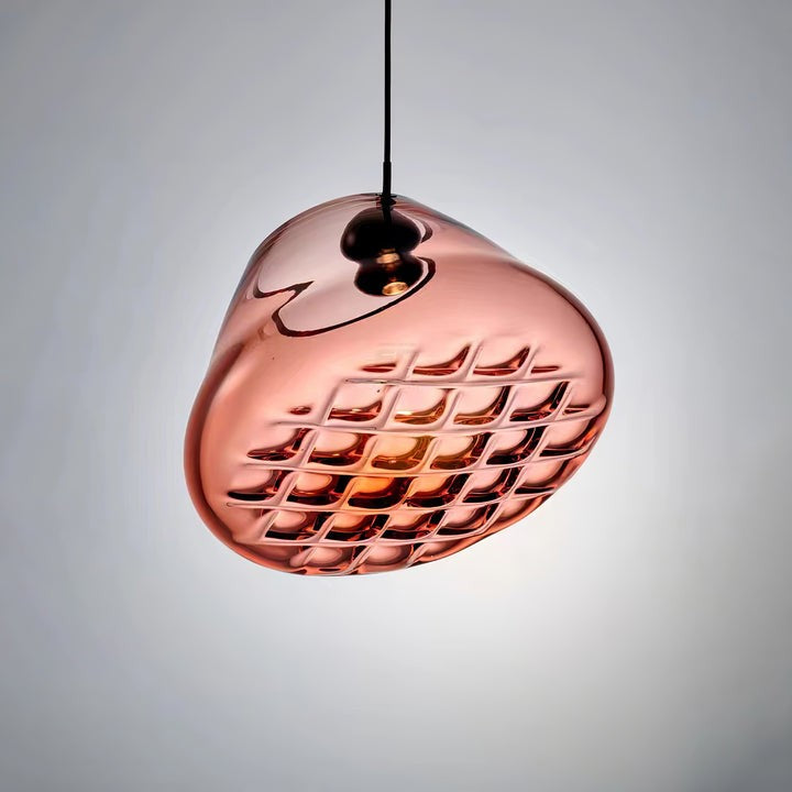 Geometric Blown-Glass Grid Pendant Light